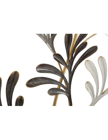 Décoration murale design bohème Papillons & Feuilles Métal Doré Beige Marron Lixy H 92 cm 