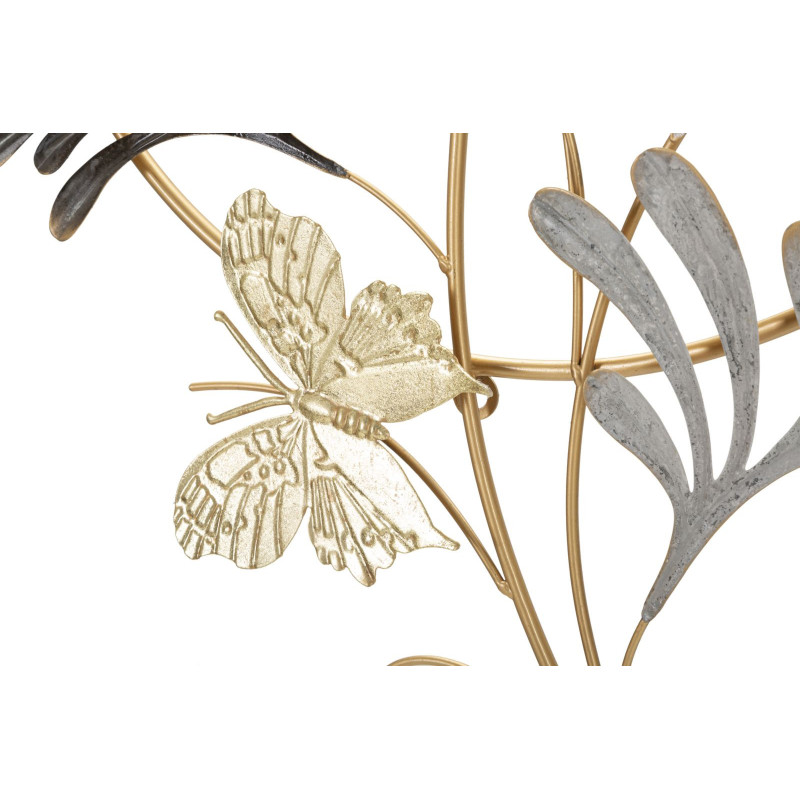 Décoration murale design bohème Papillons & Feuilles Métal Doré Beige Marron Lixy H 92 cm 