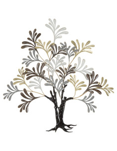 Grande Décoration murale design Arbre Métal Noir Doré Blanc crème Albero H 100 cm 