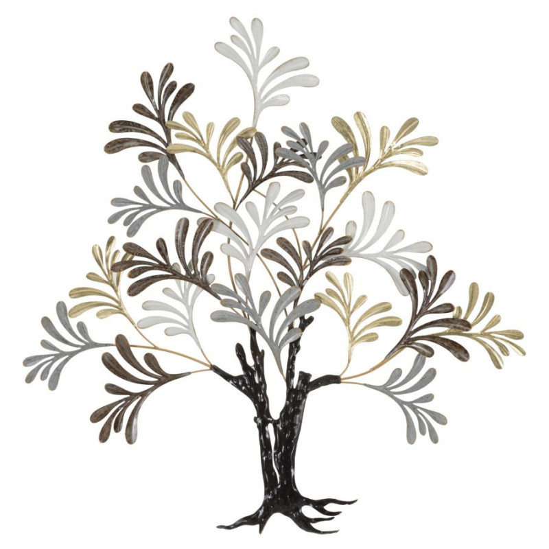 Grande Décoration murale design Arbre Métal Noir Doré Blanc crème Albero H 100 cm 