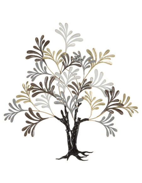 Grande Décoration murale design Arbre Métal Noir Doré Blanc crème Albero H 100 cm 
