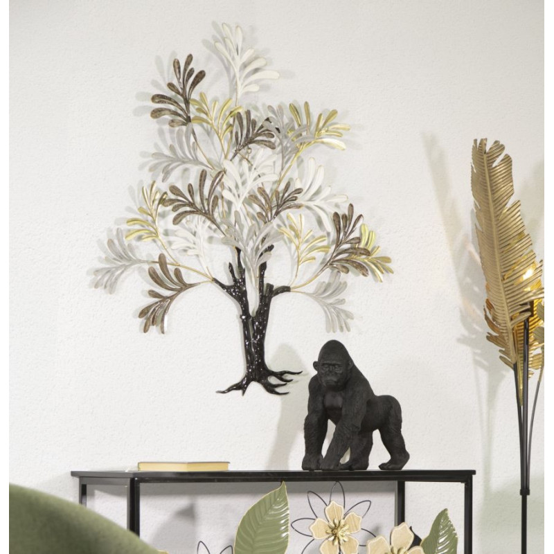 Grande Décoration murale design Arbre Métal Noir Doré Blanc crème Albero H 100 cm 