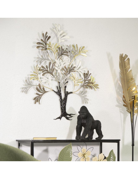 Grande Décoration murale design Arbre Métal Noir Doré Blanc crème Albero H 100 cm 