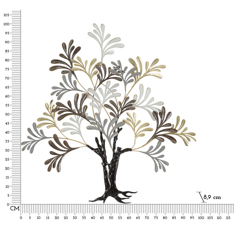 Grande Décoration murale design Arbre Métal Noir Doré Blanc crème Albero H 100 cm 