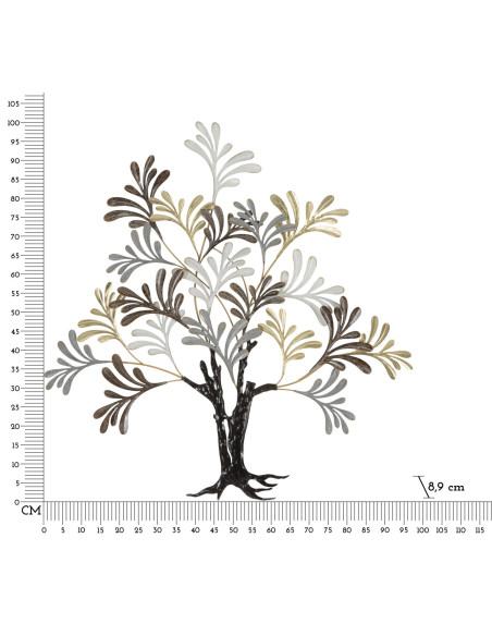 Grande Décoration murale design Arbre Métal Noir Doré Blanc crème Albero H 100 cm 