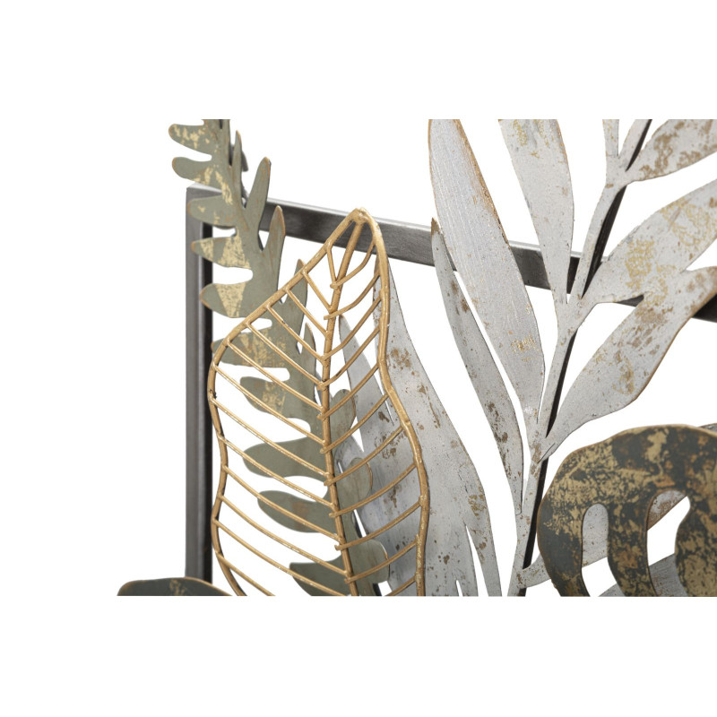 Décoration murale design bohème Pot de fleurs Métal Gris Beige Doré Bois MDF Vaso H 62 cm 