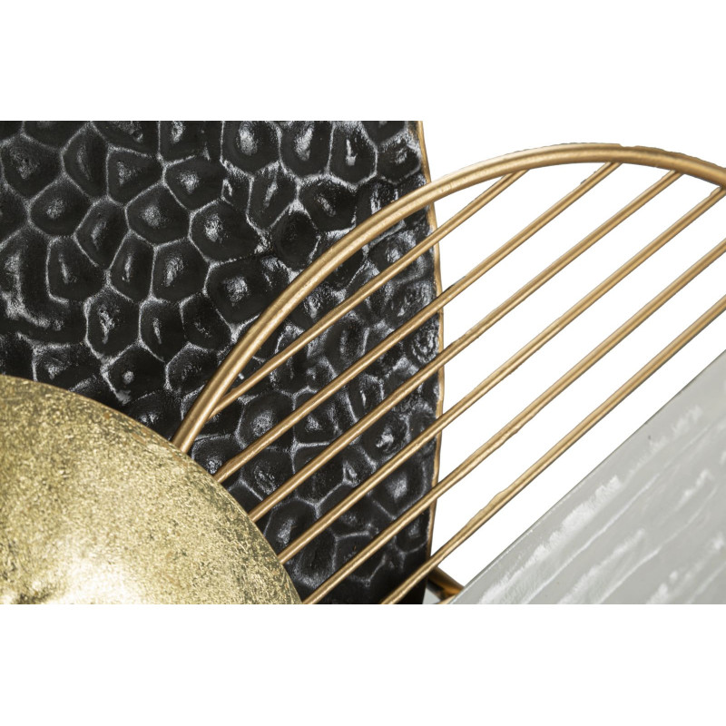 Grande Décoration murale design abstrait Métal Doré Blanc Noir Boly 129 cm 