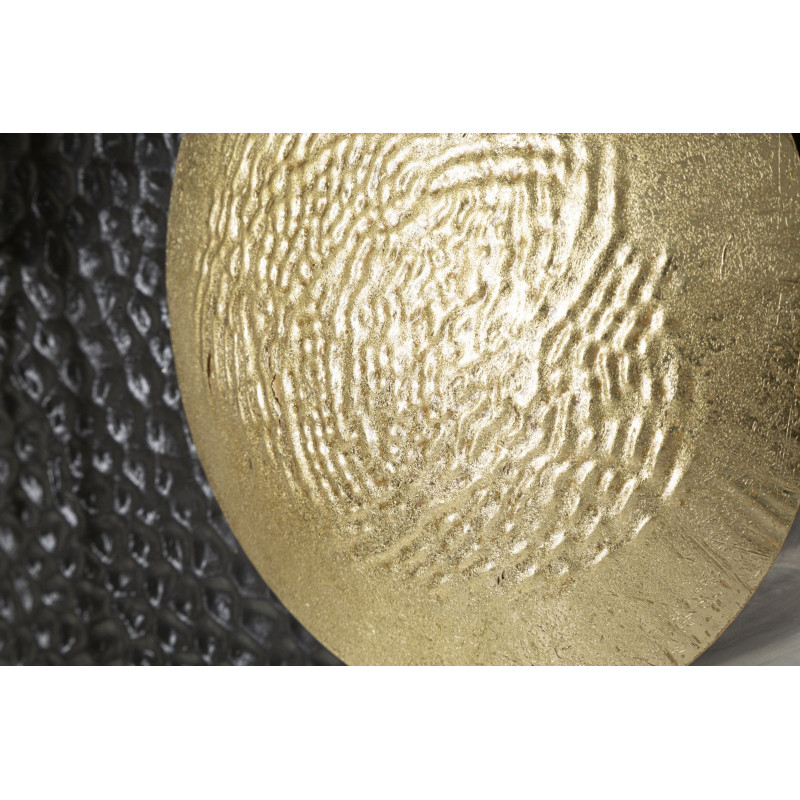 Grande Décoration murale design abstrait Métal Doré Blanc Noir Boly 129 cm 