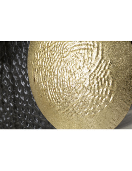 Grande Décoration murale design abstrait Métal Doré Blanc Noir Boly 129 cm 