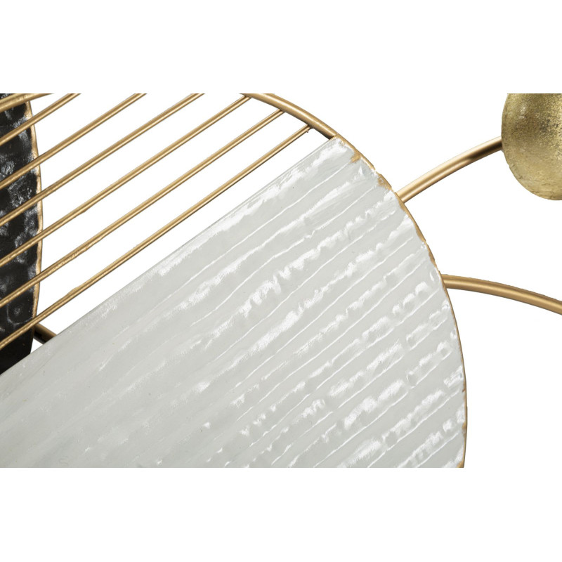 Grande Décoration murale design abstrait Métal Doré Blanc Noir Boly 129 cm 