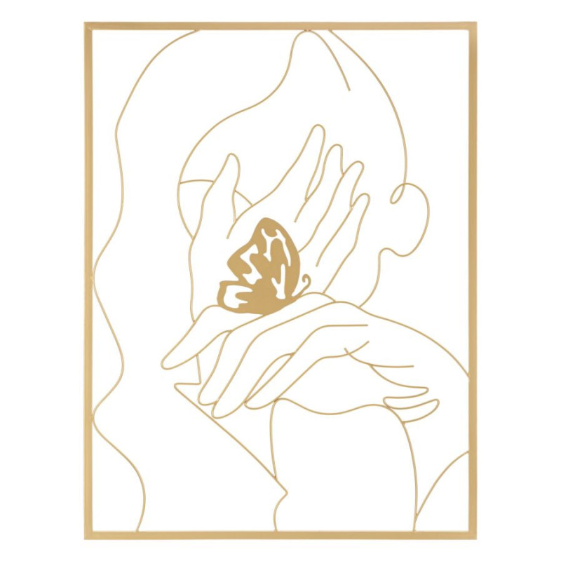 Décoration murale design Femme Papillon Métal Doré Hands On Face H 80 cm 