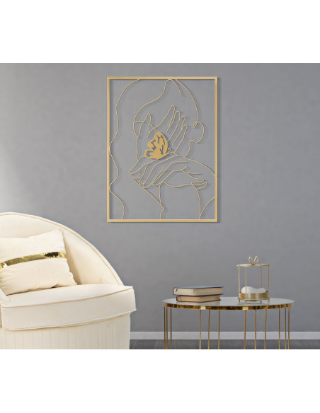 Décoration murale design Femme Papillon Métal Doré Hands On Face H 80 cm 