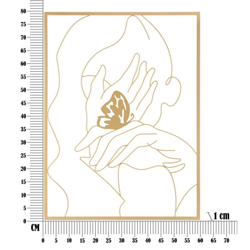 Décoration murale design Femme Papillon Métal Doré Hands On Face H 80 cm 