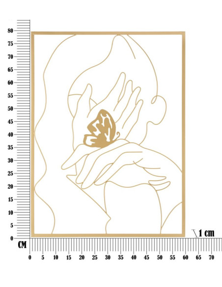 Décoration murale design Femme Papillon Métal Doré Hands On Face H 80 cm 