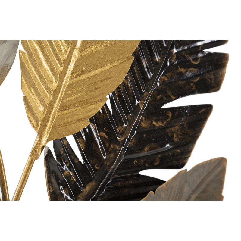 Grande Décoration murale design Feuilles tropicales Métal Doré Blanc cassé Marron Palmy H 93 cm 