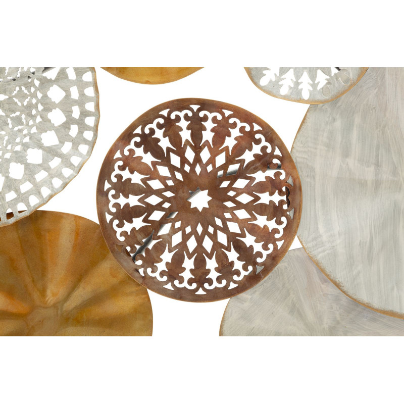 Grande Décoration murale design ethnique Mandalas Métal Doré Beige Marron Triby 125 cm 