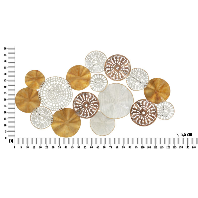 Grande Décoration murale design ethnique Mandalas Métal Doré Beige Marron Triby 125 cm 