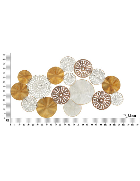 Grande Décoration murale design ethnique Mandalas Métal Doré Beige Marron Triby 125 cm 