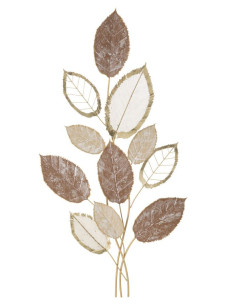 Grande Décoration murale design Branches Feuilles Métal Marron Beige Doré Autumn H 116 cm 