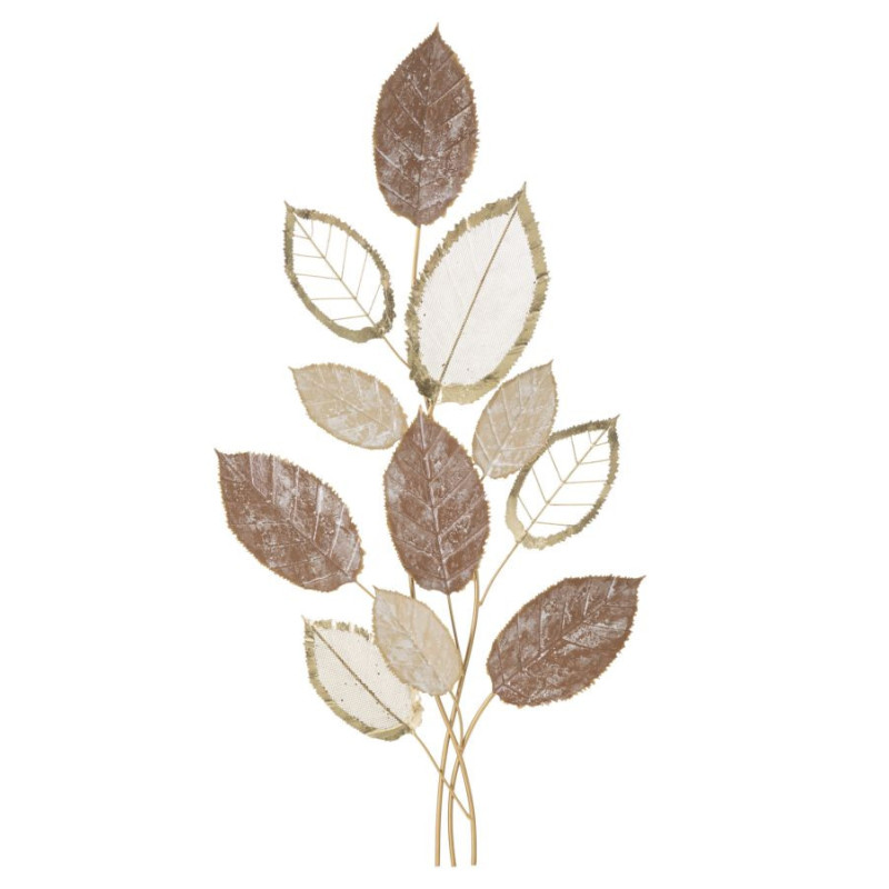 Grande Décoration murale design Branches Feuilles Métal Marron Beige Doré Autumn H 116 cm 