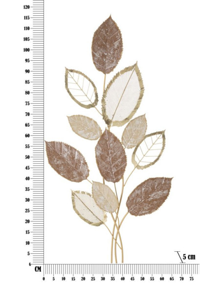 Grande Décoration murale design Branches Feuilles Métal Marron Beige Doré Autumn H 116 cm 
