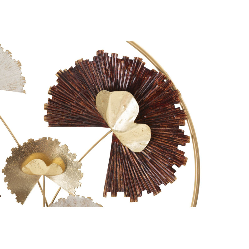 Décoration murale design chic Fleurs Métal Doré Beige Marron rouille Reddy 61 cm 