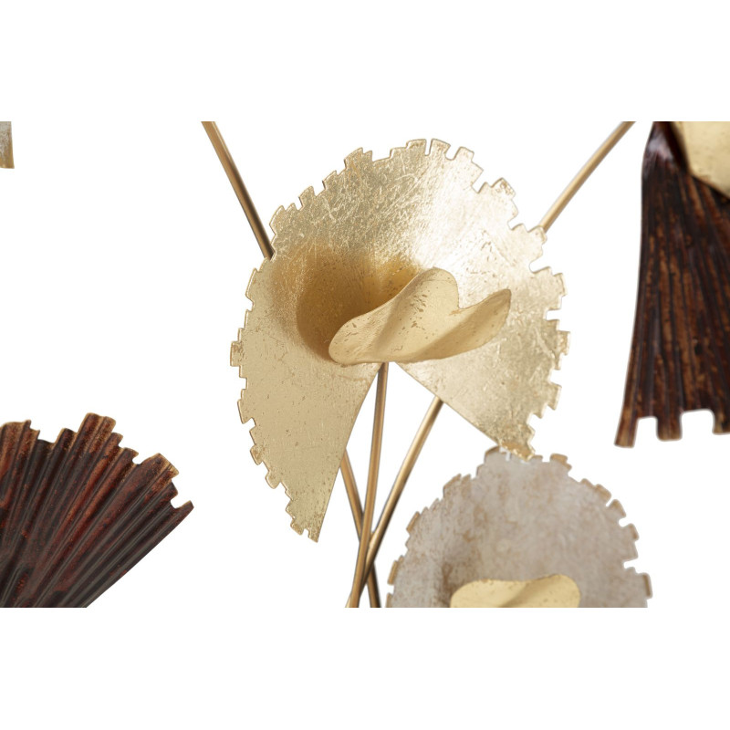 Décoration murale design chic Fleurs Métal Doré Beige Marron rouille Reddy 61 cm 
