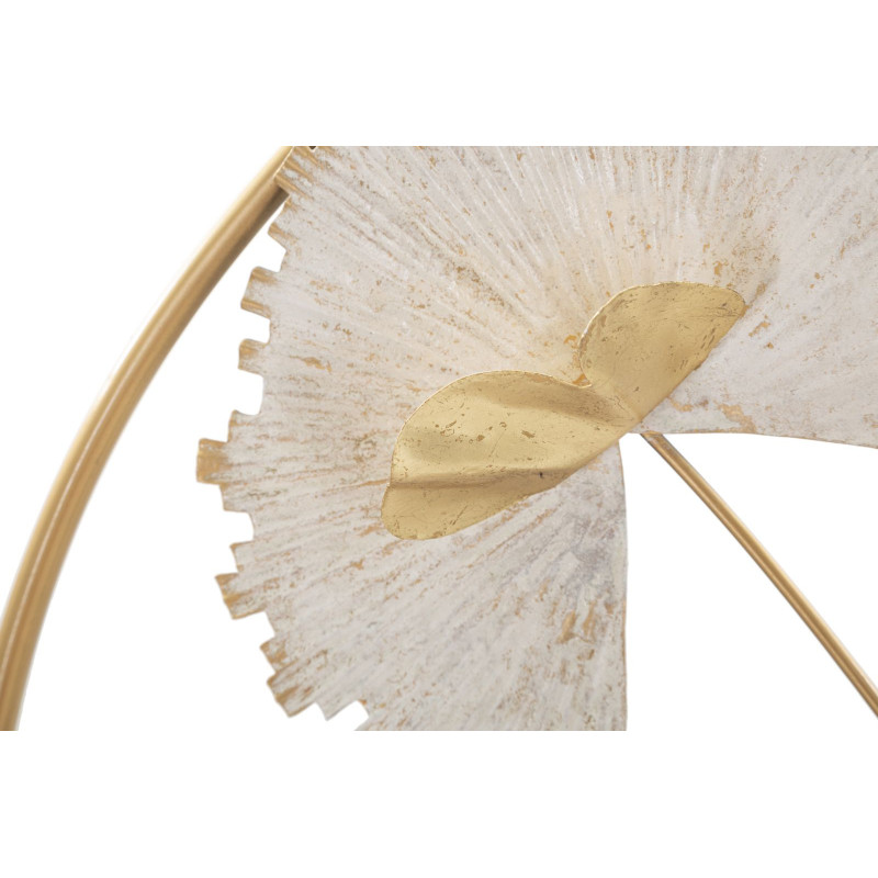 Décoration murale design chic Fleurs Métal Doré Beige Marron rouille Reddy 61 cm 