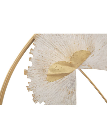 Décoration murale design chic Fleurs Métal Doré Beige Marron rouille Reddy 61 cm 