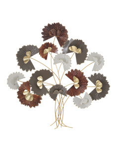 Décoration murale design chic Bouquet Fleurs Métal Doré Taupe Marron rouille Reddy H 80 cm 