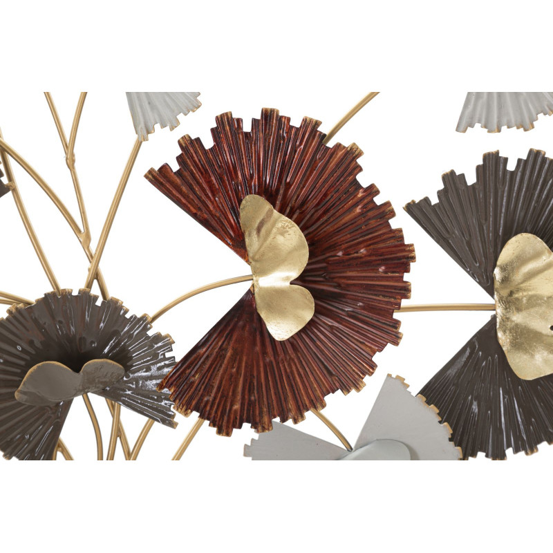 Décoration murale design chic Bouquet Fleurs Métal Doré Taupe Marron rouille Reddy H 80 cm 
