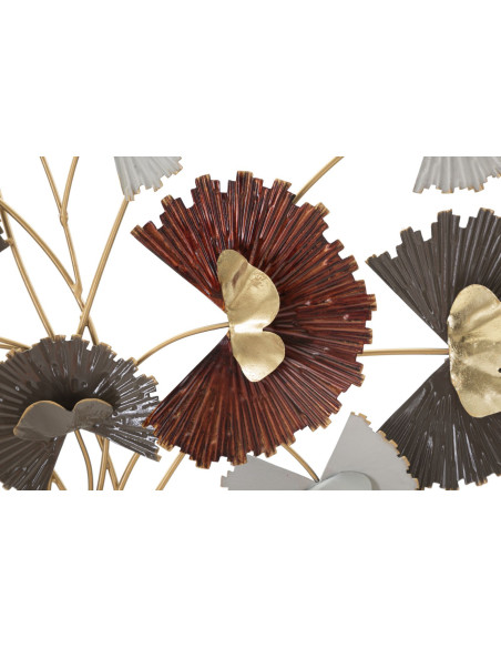 Décoration murale design chic Bouquet Fleurs Métal Doré Taupe Marron rouille Reddy H 80 cm 