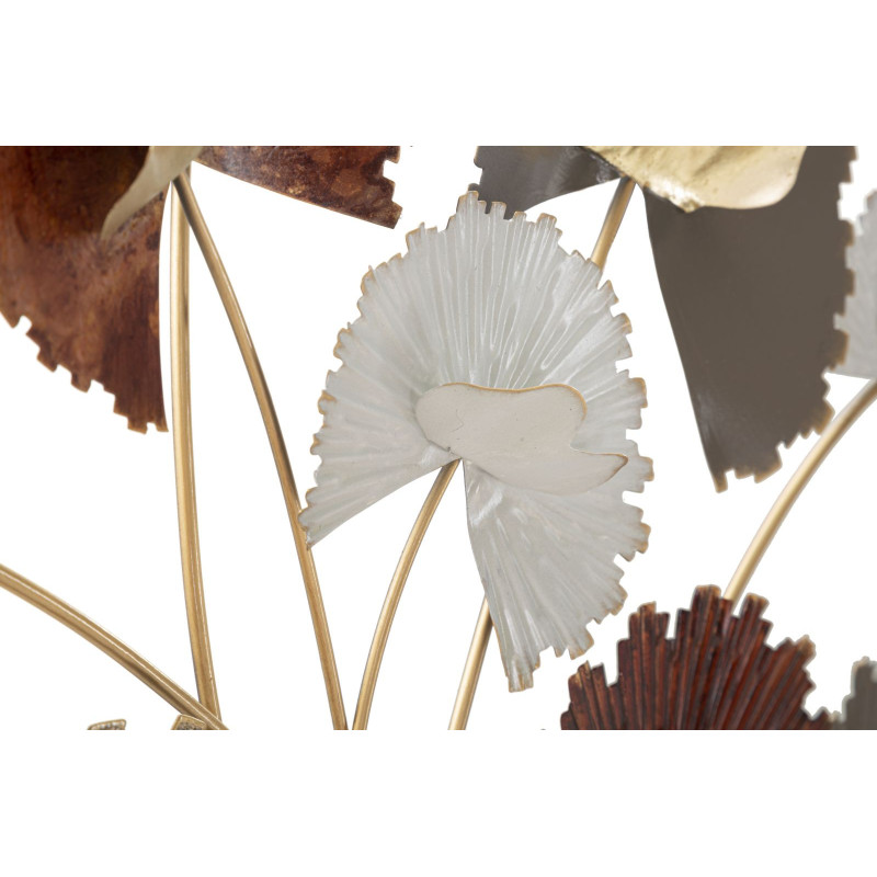Décoration murale design chic Bouquet Fleurs Métal Doré Taupe Marron rouille Reddy H 80 cm 