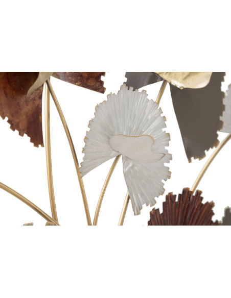 Décoration murale design chic Bouquet Fleurs Métal Doré Taupe Marron rouille Reddy H 80 cm 