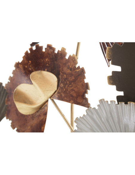 Décoration murale design chic Bouquet Fleurs Métal Doré Taupe Marron rouille Reddy H 80 cm 