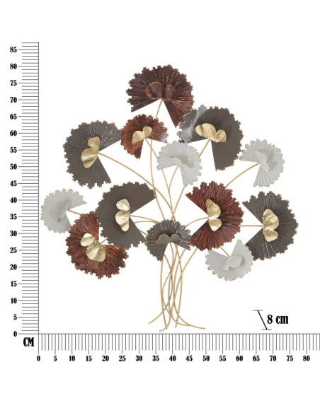 Décoration murale design chic Bouquet Fleurs Métal Doré Taupe Marron rouille Reddy H 80 cm 