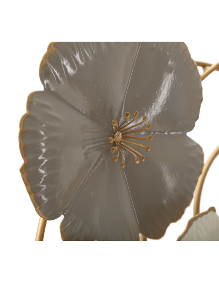 Décoration murale design bohème Fleurs Métal Taupe Blanc Doré Lotly H 67 cm 