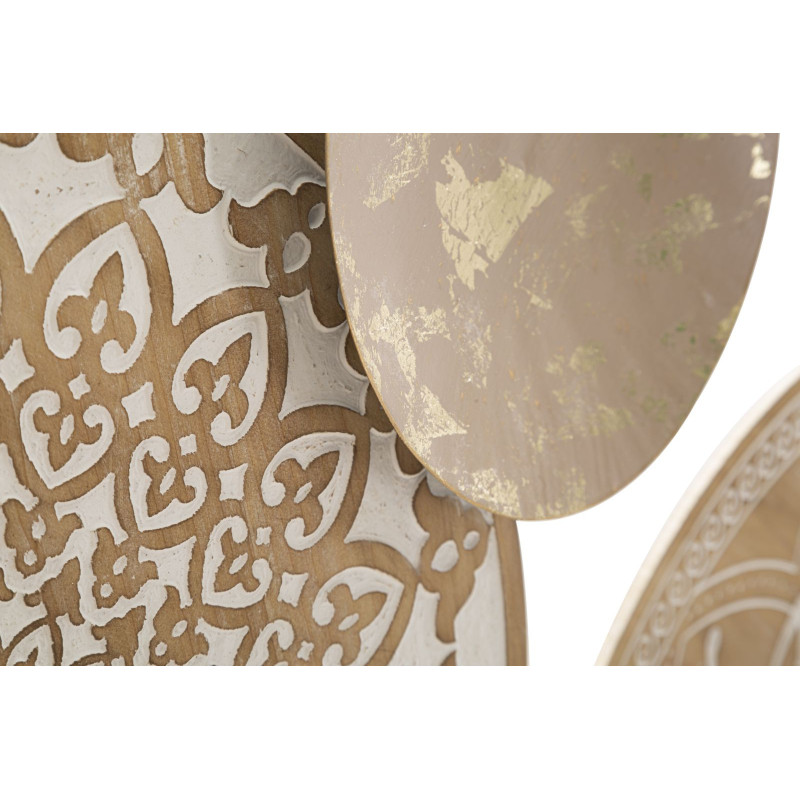 Grande Décoration murale design bohème Mandalas Métal Beige Noir Bois MDF Naturel Blanc Boho 167 cm 