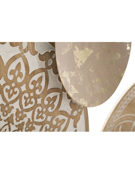 Grande Décoration murale design bohème Mandalas Métal Beige Noir Bois MDF Naturel Blanc Boho 167 cm 