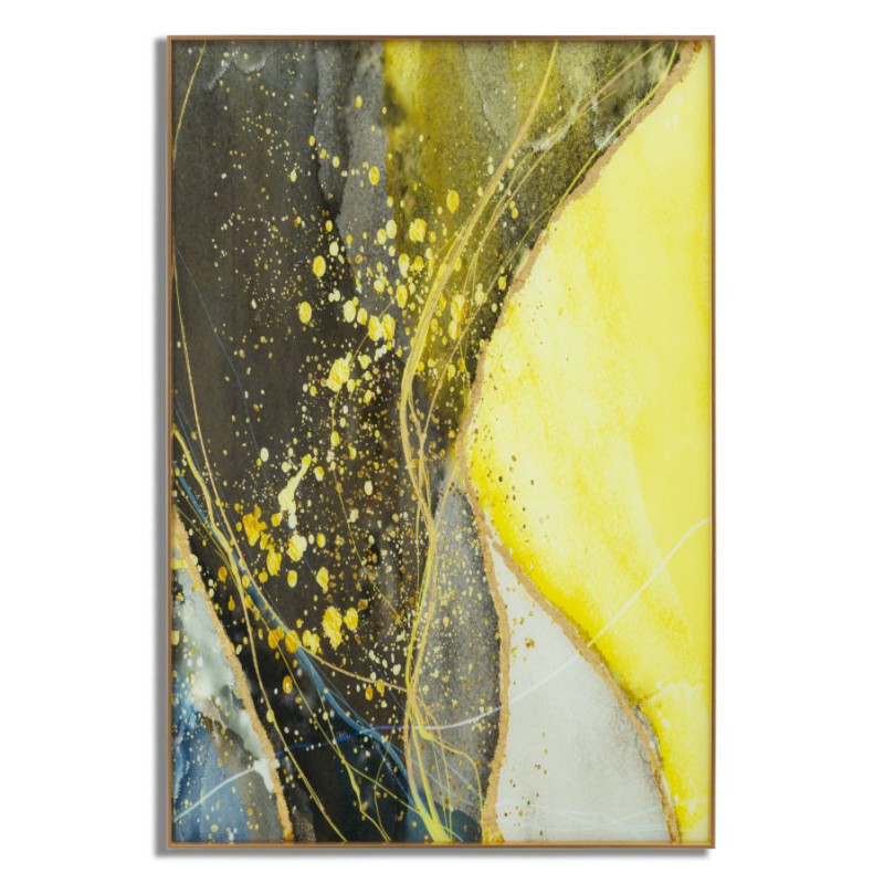 Grand Tableau design motif abstrait Cadre métal doré Verre peint Sunny 80x120 