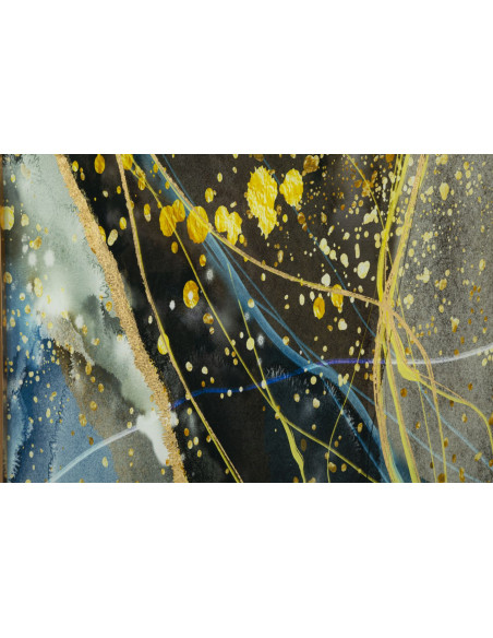 Grand Tableau design motif abstrait Cadre métal doré Verre peint Sunny 80x120 