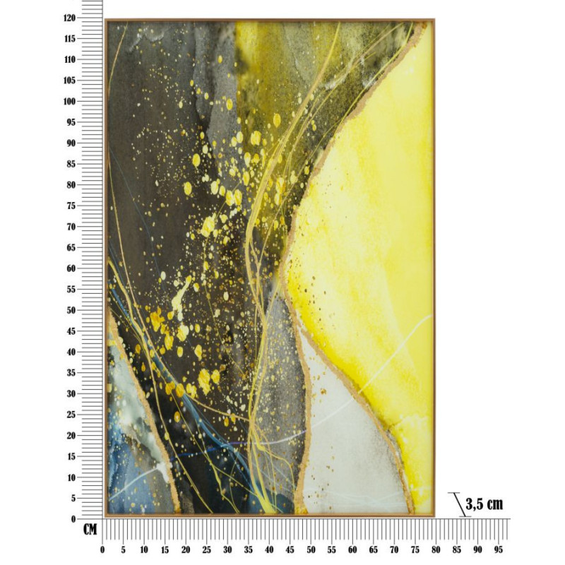 Grand Tableau design motif abstrait Cadre métal doré Verre peint Sunny 80x120 