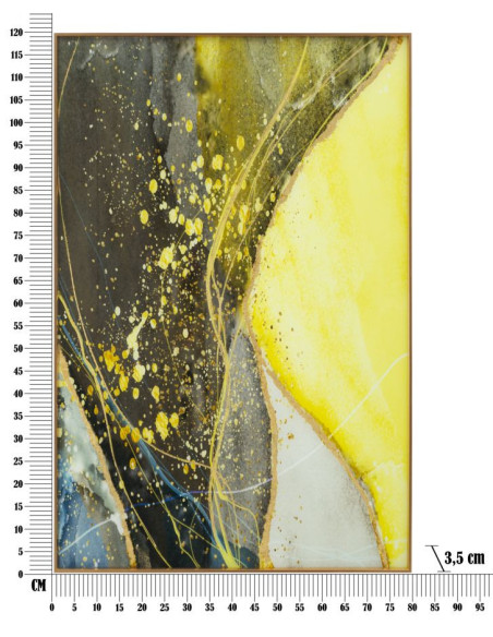 Grand Tableau design motif abstrait Cadre métal doré Verre peint Sunny 80x120 