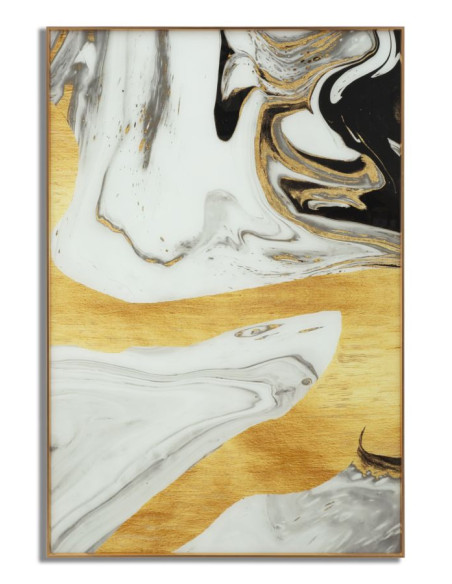 Grand Tableau design motif abstrait Cadre métal doré Verre peint Ghostly 80x120 