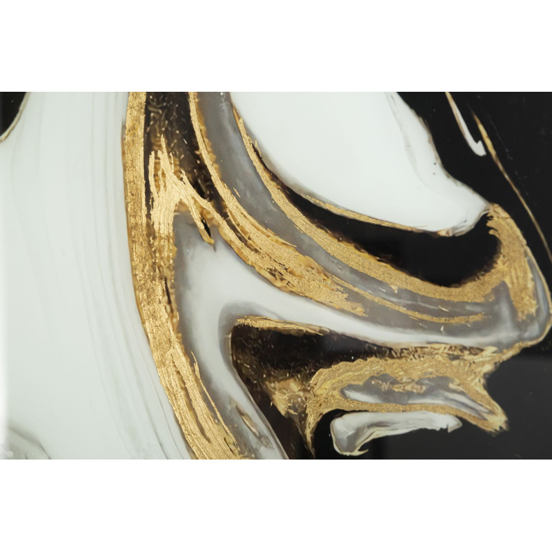 Grand Tableau design motif abstrait Cadre métal doré Verre peint Ghostly 80x120 