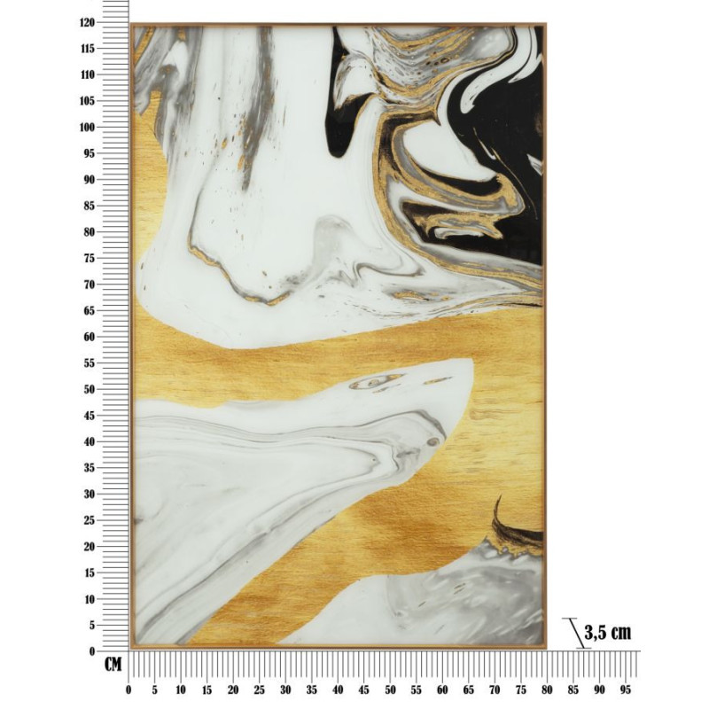 Grand Tableau design motif abstrait Cadre métal doré Verre peint Ghostly 80x120 