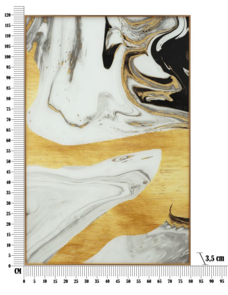 Grand Tableau design motif abstrait Cadre métal doré Verre peint Ghostly 80x120 