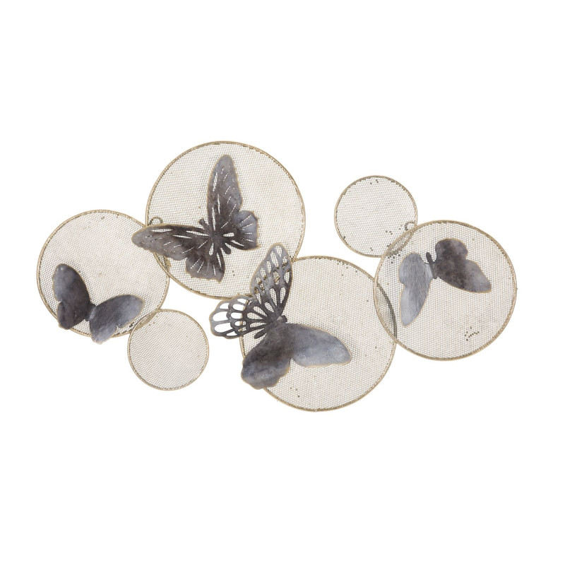 Décoration murale bohème chic Papillons 66x38 Métal Noir Doré Butterfly 