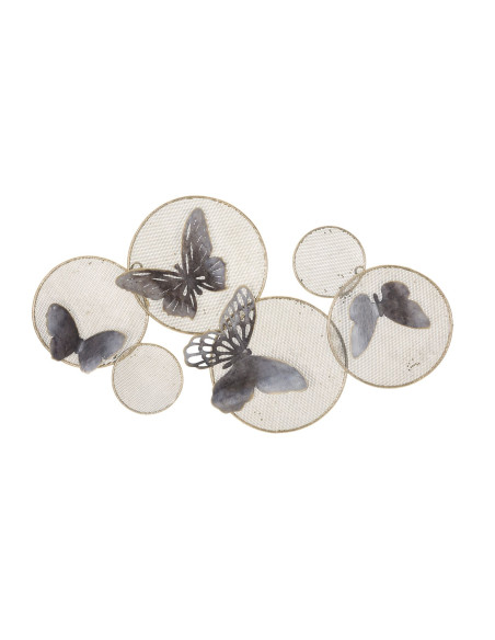 Décoration murale bohème chic Papillons 66x38 Métal Noir Doré Butterfly 