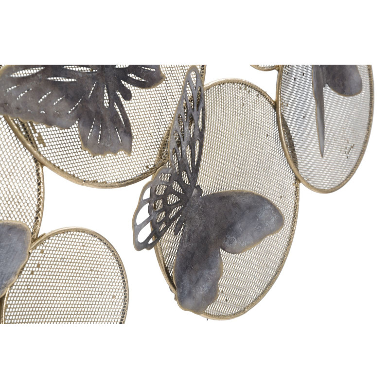 Décoration murale bohème chic Papillons 66x38 Métal Noir Doré Butterfly 
